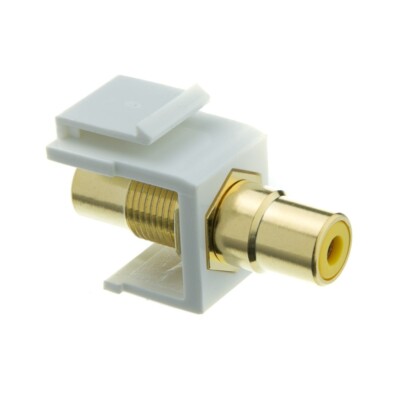 Keystone Insert White RCA Female Coupler  (Yellow RCA)  324-120WY