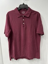Croft  Barrow Polo Shirt Mens Medium Maroon Cotton Short Sleeve Pullover