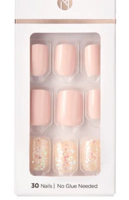 KISS IMPRESS PRESS ON NAILS ONE STEP MANICURE DOROTHY with GLITTER ACCENT