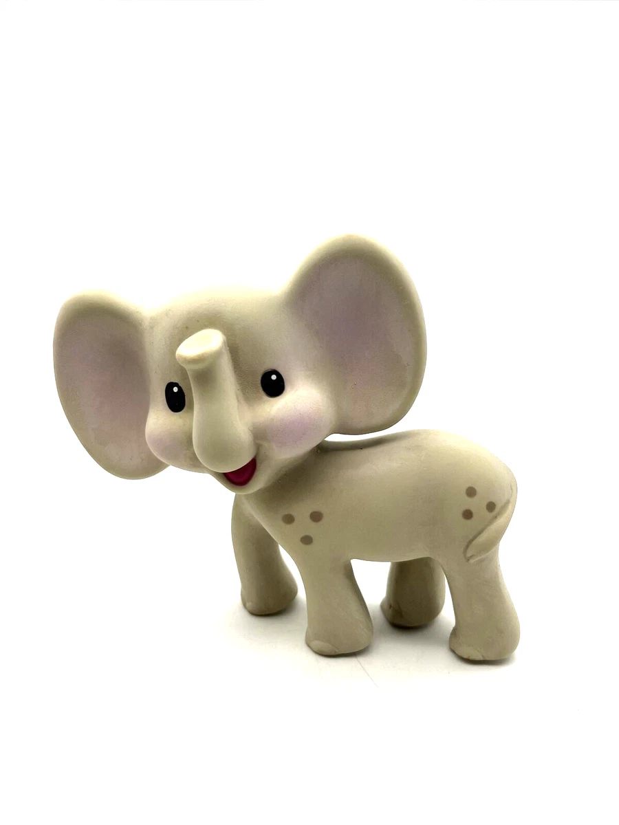 Vintage Infantino Gray Pink Elephant Rubber Squeak Toy