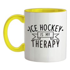 Ice Hockey Is My Therapy - Ceramic Mug - Player Puck Icehockey Funny Love