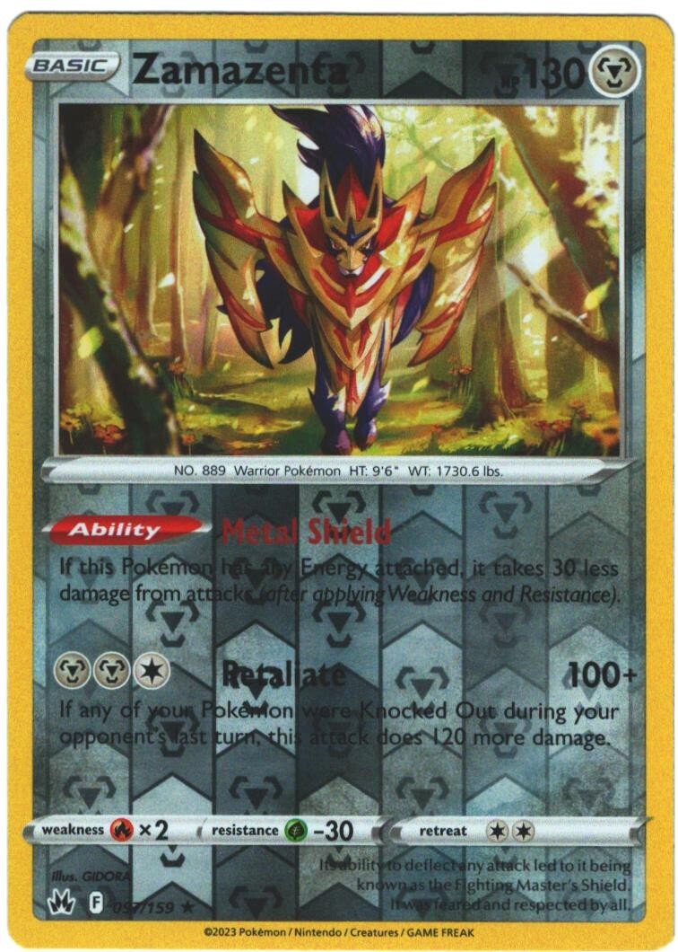 【海外ポケカ激レア】crown zenith shyny zamazenta Zamazenta 97/159 Crown Zenith Reverse Holo Rare Pokémon TCG