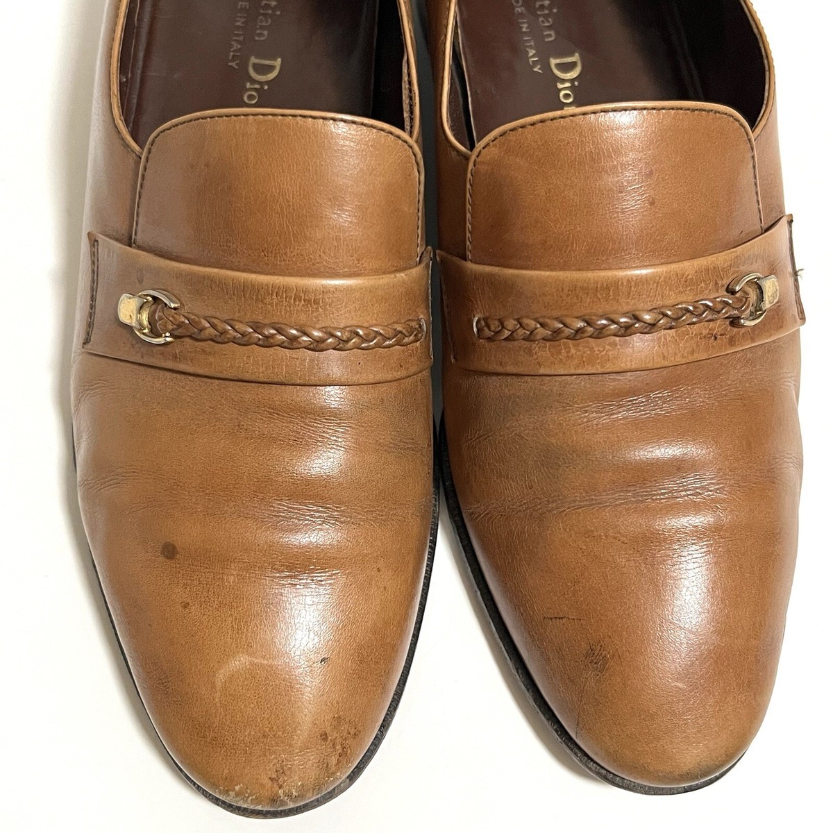 CHRISTIAN DIOR MEN DRESS SHOES BROWN SIZE 8 D MADE IN ITALY  display picture 1