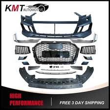 Fit 17-19 Audi A3/S3 8V5 RS3 Style Front Bumper Conversion Kit w/ Quattro Grille