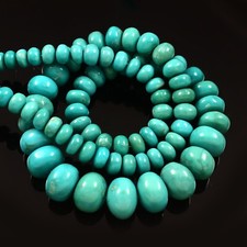 100 Natural Blue Turquoise Smooth Rondelle Beads Loose Gemstone NB198