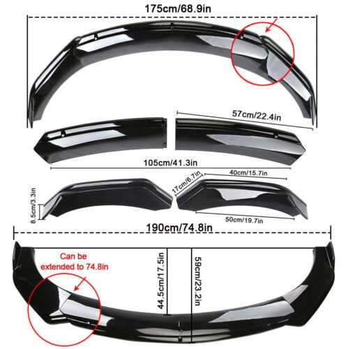 Spoilerschwert Frontspoiler 78.7"/2M Seitenschweller für 3er E90 E91 Facelift - Bild 3 von 13