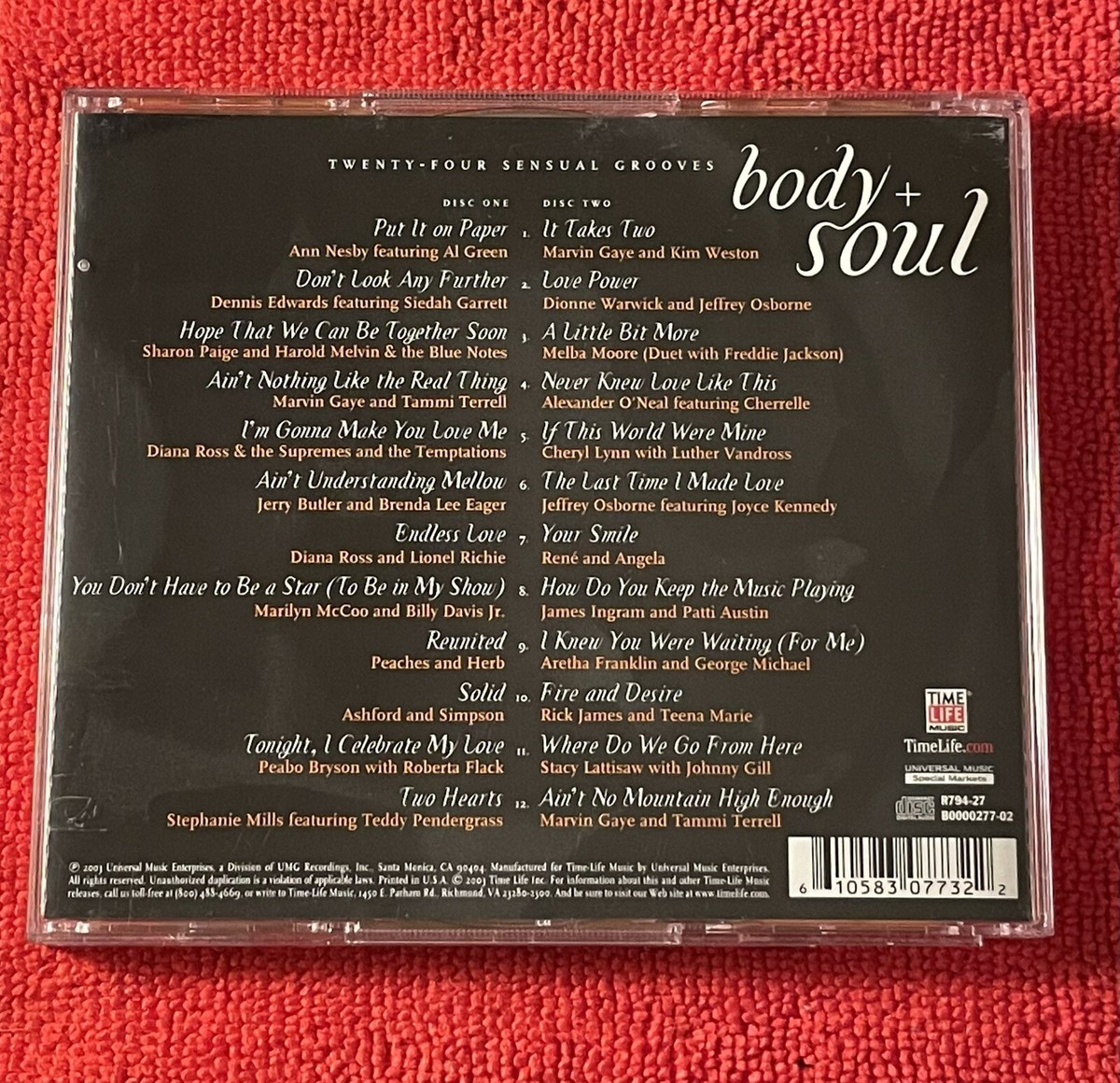 Time Life (2003) - 2 Disc CD - Set Body + Soul Duets - 24 Sensual