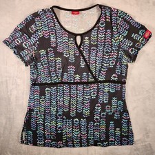 Dickies Scrub Top Womens Small Blue Keyhole Medical Doctor Nurse Uniform Shirt