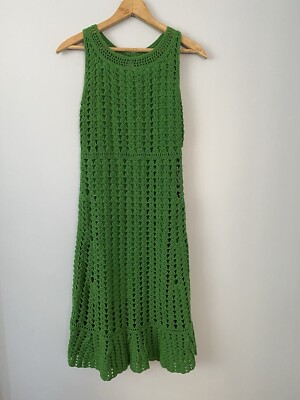 crochet cottagecore dress Unbranded Green Sleeveless Size XS Midi Dress Boho Size:4-Large Collection:Mauve Hour Full-length Portrait Chic Woman Julianna dress * This pattern uses