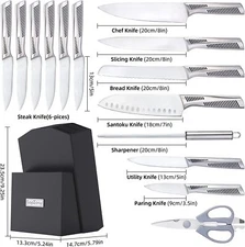 Kitchen Knife Set. LapEasy 15 Piece Knife Sets With Block Chef Knife Stainless S
