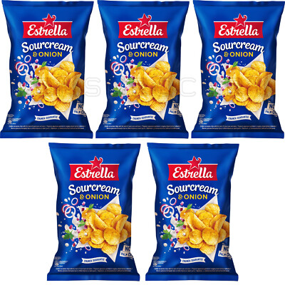 5 ESTRELLA SOUR CREAM & ONION Flavor Potato Chips Snacks 130g 4.6oz