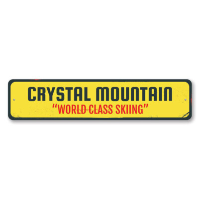 World Class Skiing Sign, Personalized Ski Lodge Sign Metal Wall Decor - Aluminum