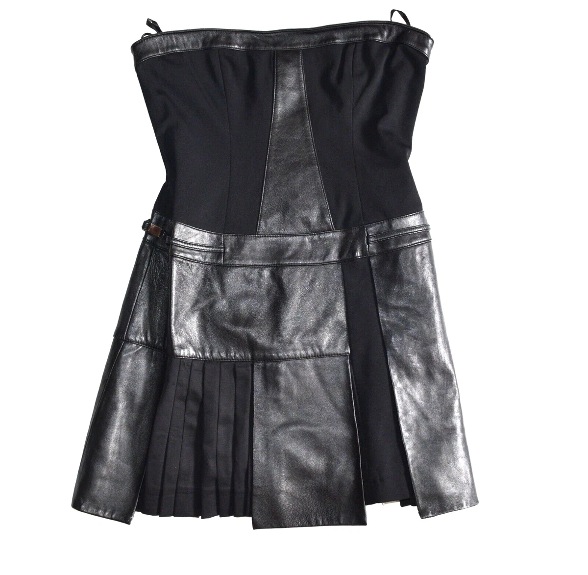 honeymoon dress understated leather Cocoa Faux Leather Strapless A-line Mini Dress main image 0