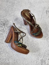 Vintage Prada Leather High Heels Sandals, Size 36