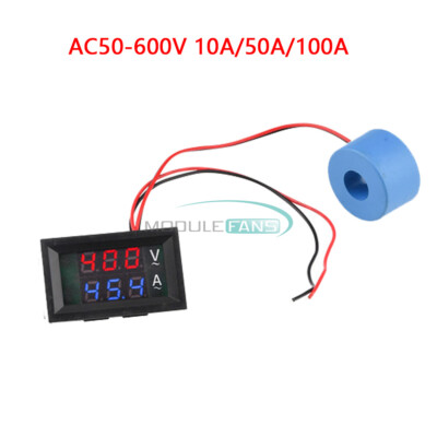 Voltmeter Ammeter Voltage Meter With Current Transformer AC 50-500V 10/50/100A-