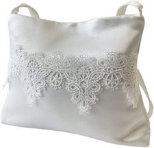 HBH  Brauttasche Cluth Tasche für Damen,aus Satin,Spitze,Handarbeit,Ivory/Creme