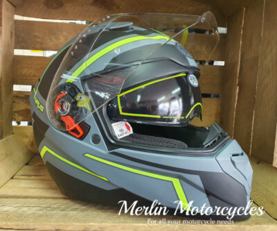 PREMIER HELMET MOTORBIKE FULL FACE VYRUS ND Y GREY NEON NEXT DAY