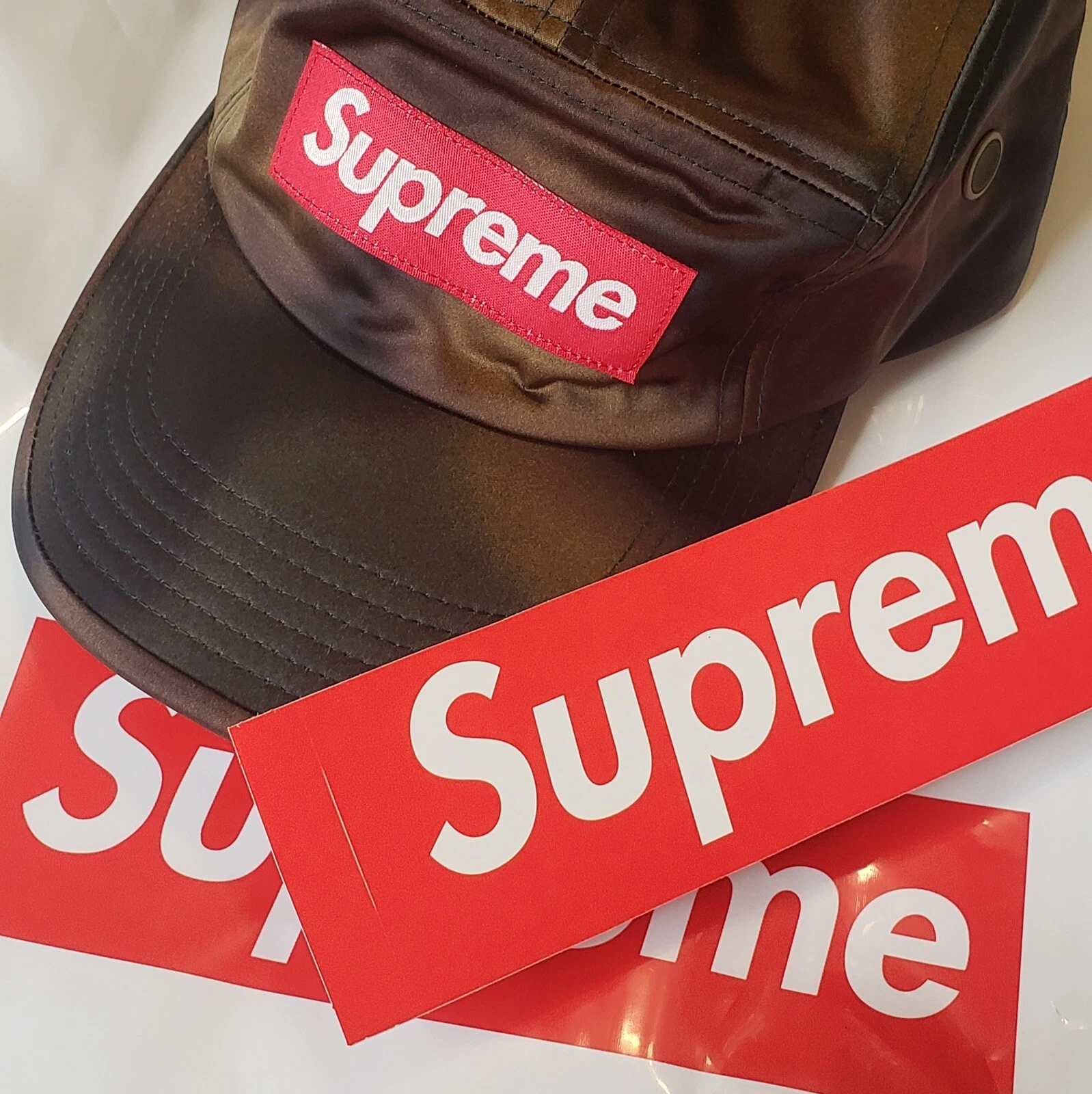 Chapeau camouflage suprême authentique + autocollant + sac de magasin voir la recette