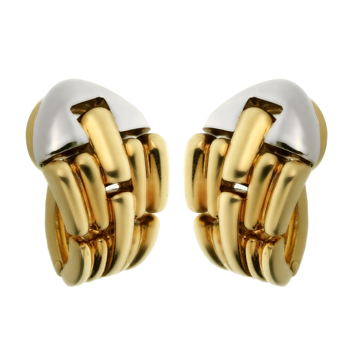 Bvlgari Vintage Yellow White Gold Hoop Clip On Earrings 18k eBay