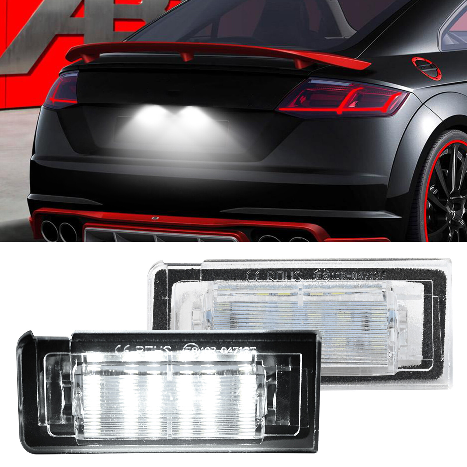 2pcs Rear LED 12 V Super Bright License Number Plate Light For Audi TT 1999-2006