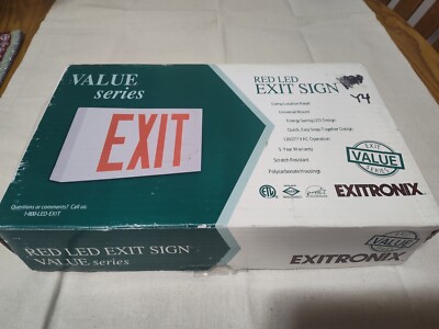 Exitronix VEX-U-BP-WB-WH-DL 120V Red LED Exit Sign 1 Or 2 Sides Damp Loc. ~NEW~