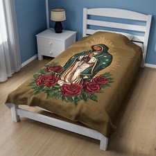 Manta Nuestra Señora de Guadalupe, Tiro Religioso Virgen María, Regalo Iglesia Católica