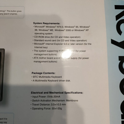 Tastiera multimediale BTC 9113 PS/2 compatibile Millennium nera - Foto 11 di 15