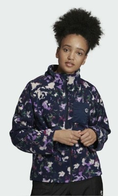 Adidas Womens Full Zip Fleece Jacket Blue Purple White Floral FU3797 NWT Sz  S | eBay