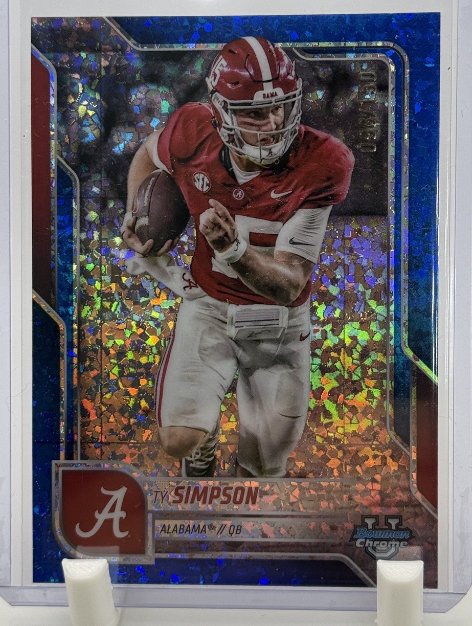 2025 Bowman University Chrome - Ty Simpson #151 Blue Mini-Diamond Refractor /150