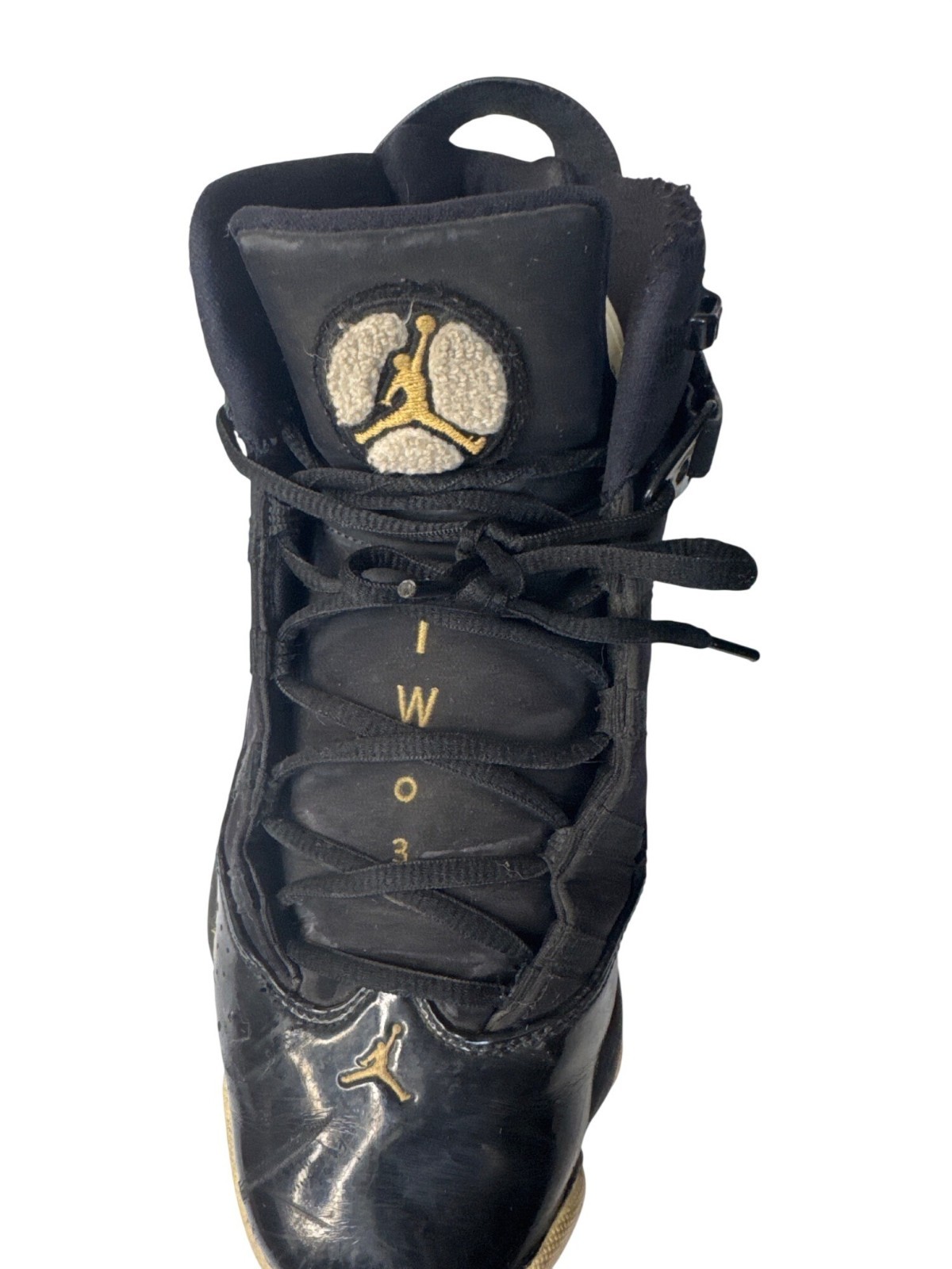 Rare Nike Air Jordan Retro 6 Rings Sneakers Black/Gold Speckle Mens Size 9 Pre-O thumbnail 6