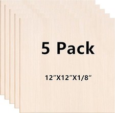 5 Pack 12"x12"x1/8 Basswood Sheets for Crafts Thin Plywood Sheets Balsa Wood...