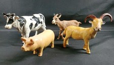 Farm Toys Plastic Hard Rubber Animal Figures Vtg Lot 1994 Pig Sheep Goat Cow