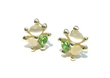 Orecchini a Lobo con Cabochon Verde Acqua e Rosa Cipria – Eleganza Retrò