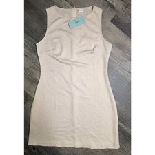 WIHOLL Womens Size L Large Cream Sleeveless Sheath Mini Dress Stretch NWT