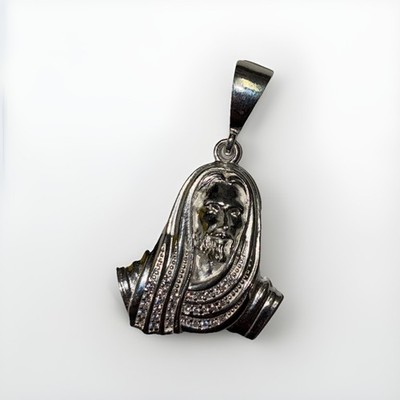 925 Sterling Silver Jesus Pendant with Cz Stones 9.5 Grams Very Nice | eBay