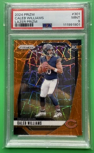 2024 Panini Prizm Football Caleb Williams Orange Lazer Prizm RC #301 PSA 9 Mint