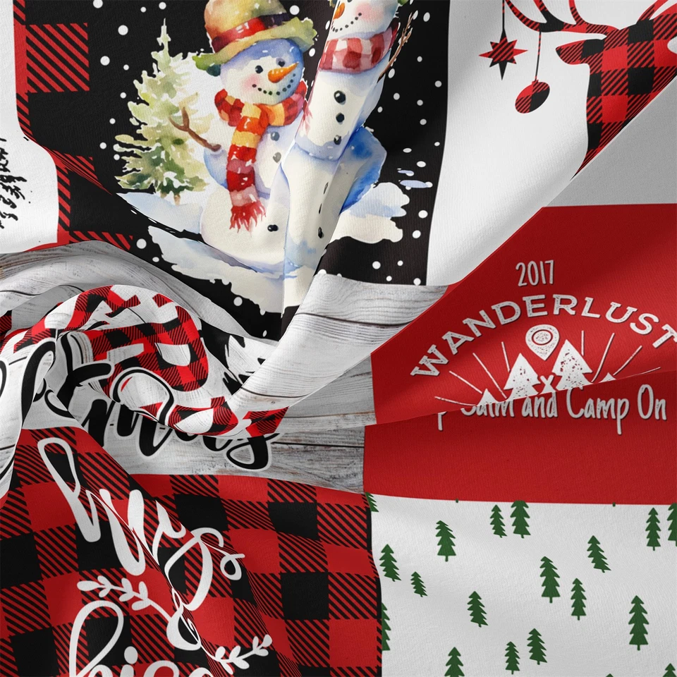 3Pcs Christmas Quilt Duvet Cover Bedding Set Buffalo Plaid Patchwork Santa Claus - image 4 of 4