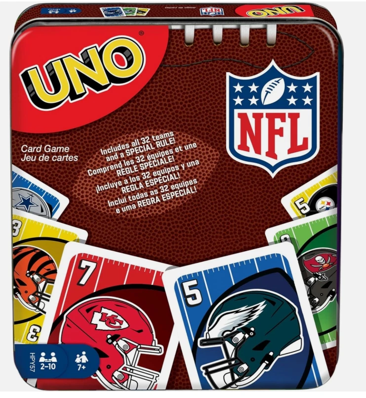 Mattel Games UNO NFL Card Game in Storage Tin Box w/ All 32 Teams HPY57 *Read - Image 2 of 4