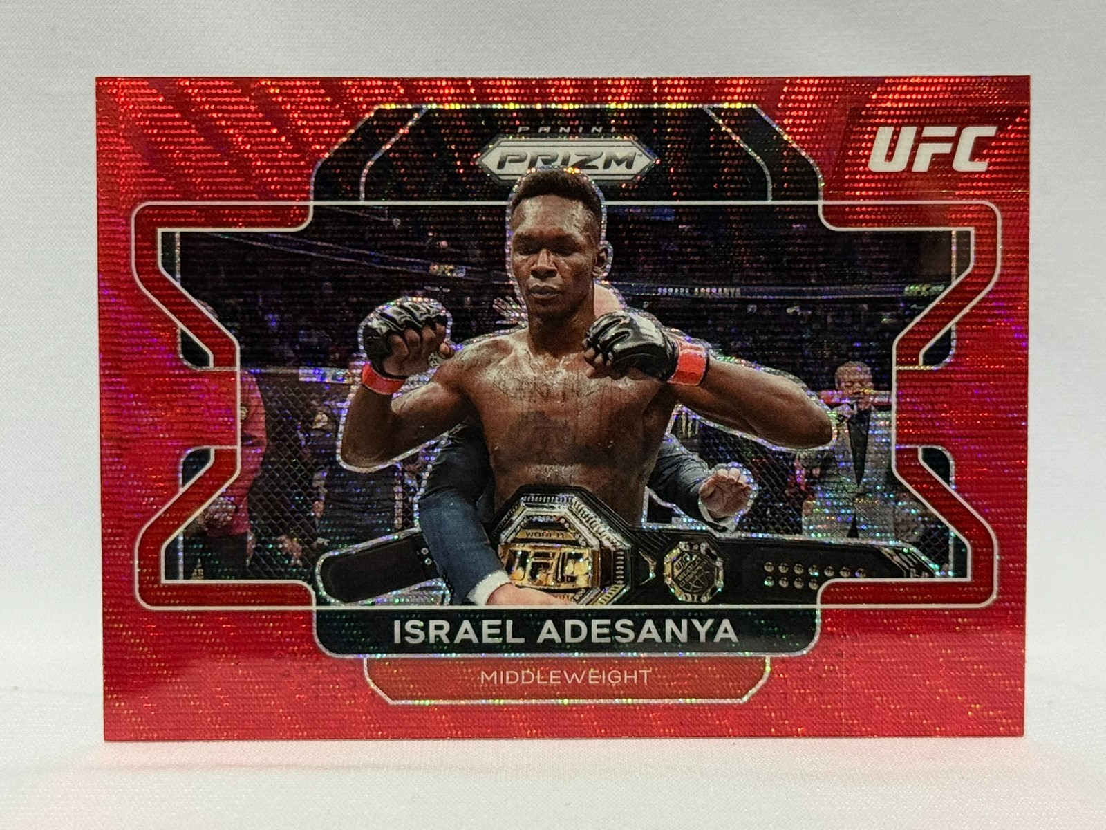 2022 Panini Prizm UFC Israel Adesanya #23 Ruby Wave Prizm