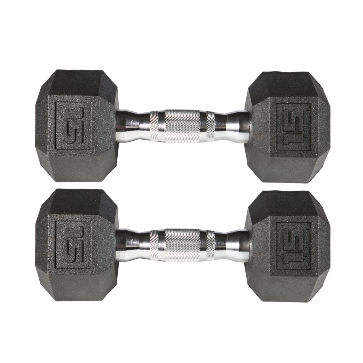 York Barbell PVC Hex Dumbbell with Chrome Ergonomic Handle – 15lB Pair