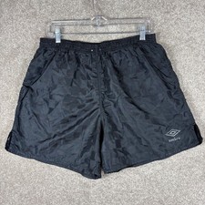 Vintage Umbro Soccer Shorts Black Checkered USA Made Mens Large Athletic Sport