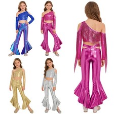 Girls Costume Carnival Ballroom Tango Outfits Ballet Dancewear Tassel Latin Kid