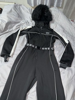 Topshop Sno Skianzug All-in-One Größe 10 Gürtel Kapuze schwarz und weiß sehr guter Zustand...