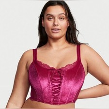 Victoria  s Secret Dream Angels Velvet Lace Up Corset in Clarnet Red, size S, NWT