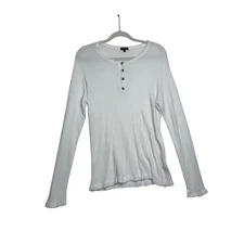 Bleusalt Henley Thermal Shirt Women's 3 White Long Sleeve Modal Made in USA