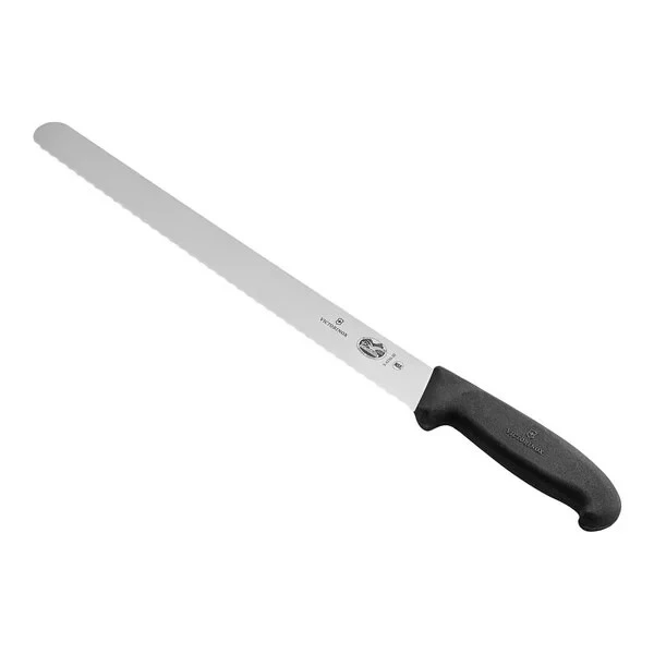 Victorinox 5.4233.30-X4 12" Wavy Edge Slicing Knife with Black Fibrox Handle