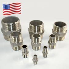 1/8"-3" NPT Male to Male Pipe Fitting Hex Stainless Steel connector US STOCK