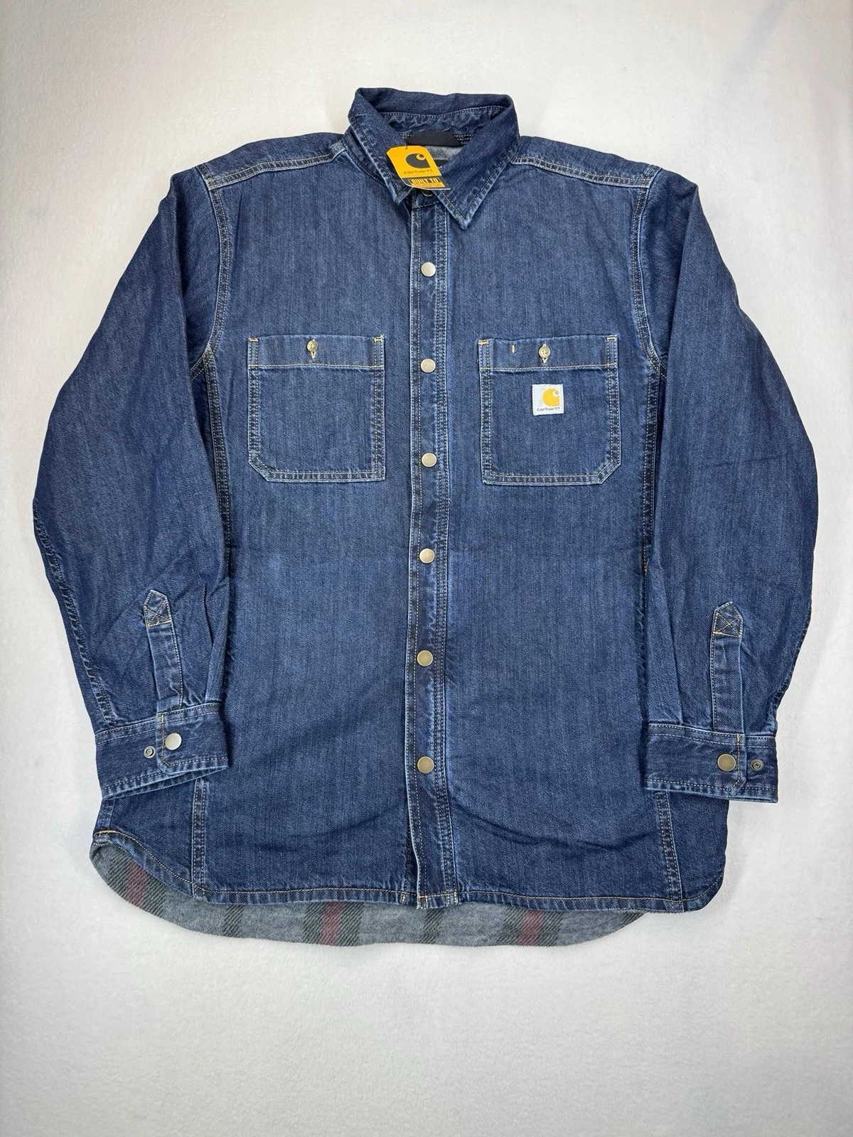 Carhartt Men's Relaxed Fit Denim Lined Snap Shirt Jacket Small NWT