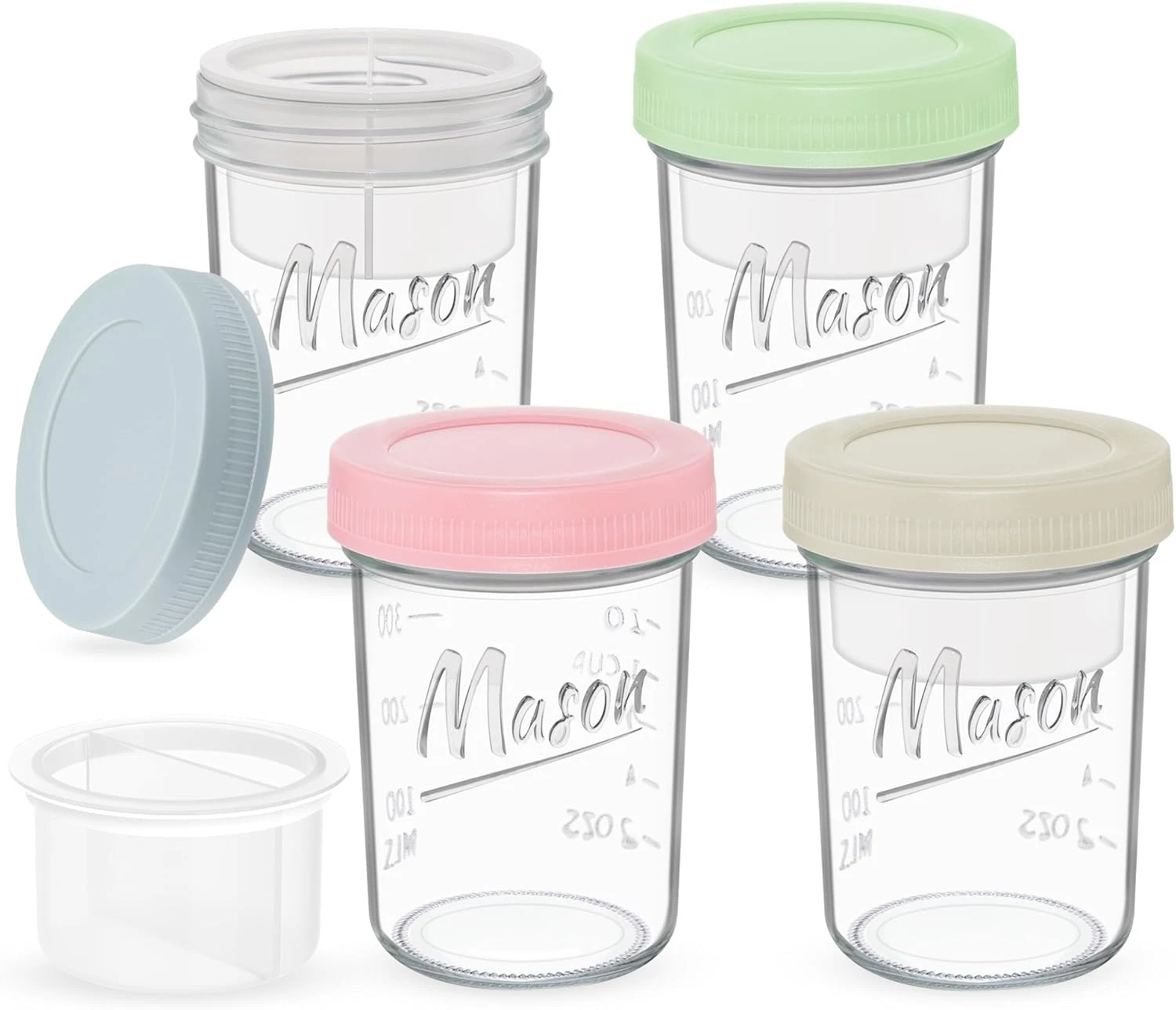16 Oz Overnight Oats Containers with Lids, 4-Pack Leak-Proof Wide Mouth Mason Ja