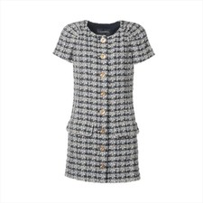 Chanel Coco Button P57 Cotton Dress 34 Ladies' White x black  P57958V43827